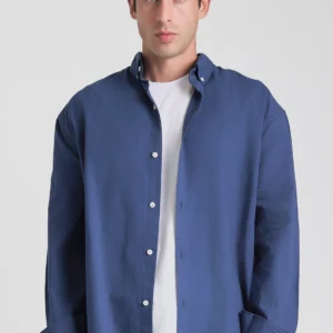 Navy Pinpoint Shirt 2 - green, L