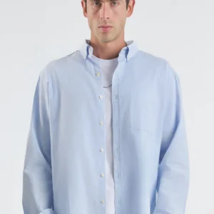 Navy Pinpoint Shirt - white, M